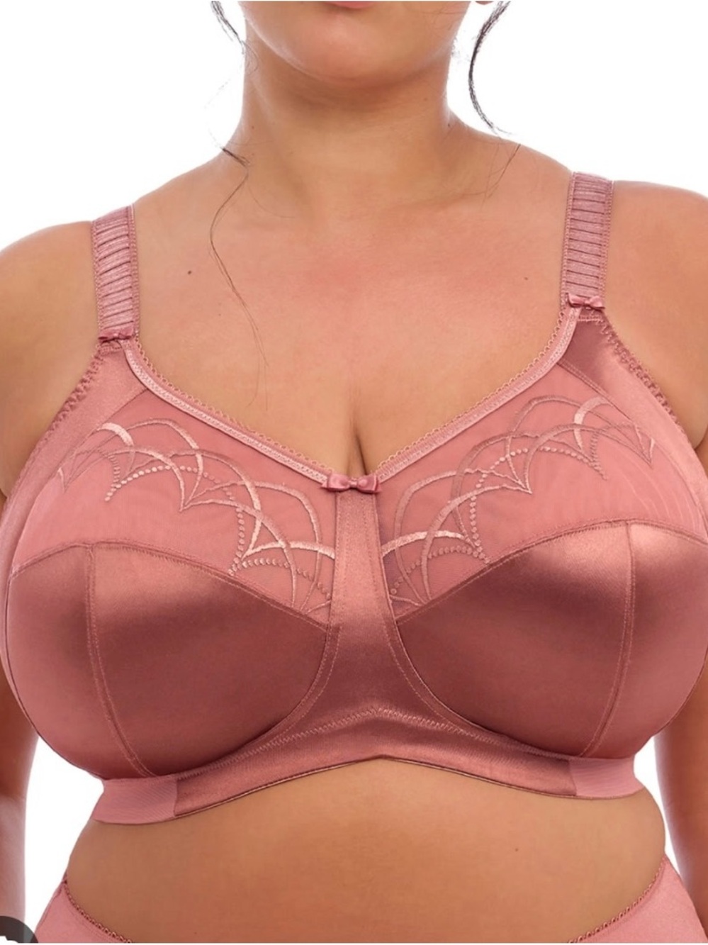 Elomi Rose Mauve Satin & Embroidered full figure soft cup Bra
